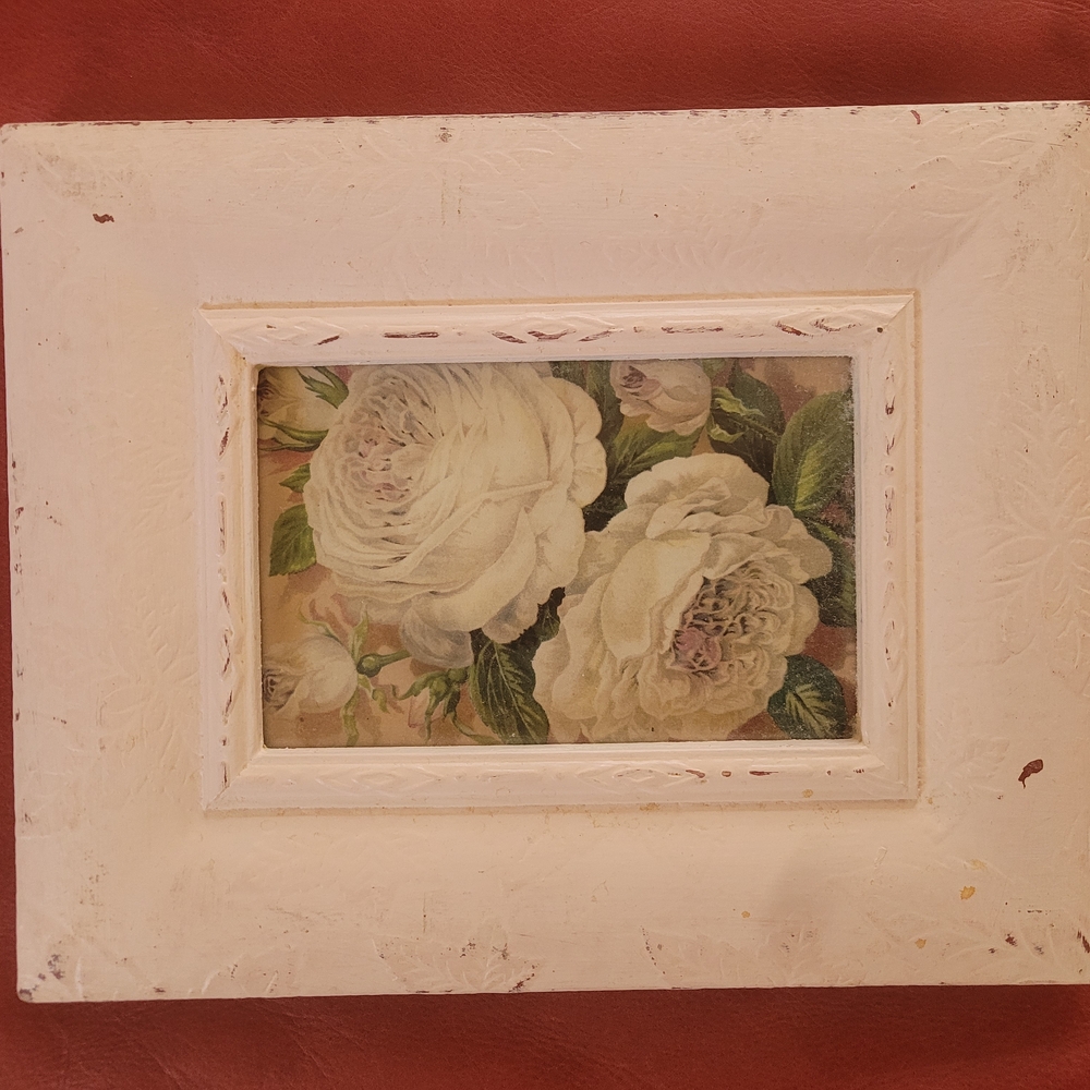 Rose Art in Distressed Pink Fram Shabby Chic